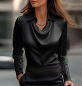 Collared Long-Sleeve Shirts Fashion Commuter Solid Color Blouse Casual Business Tops Women's Clothing
